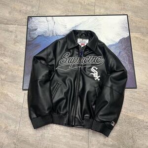 Supreme Black Varsity Leather Jacket